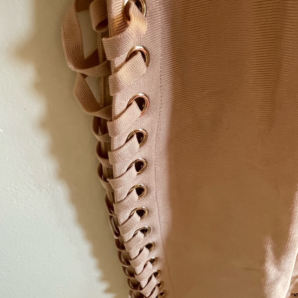 Lace-Up Beige jumpsuit - Picture 3 of 7